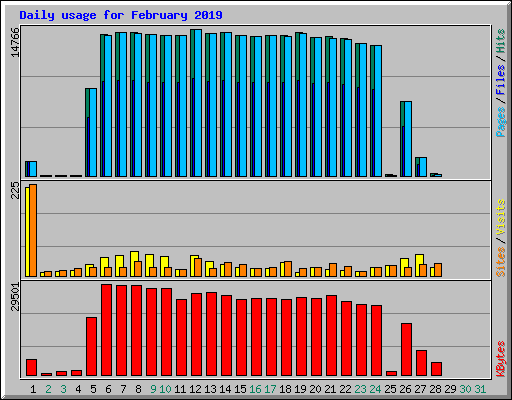 Daily usage for February 2019