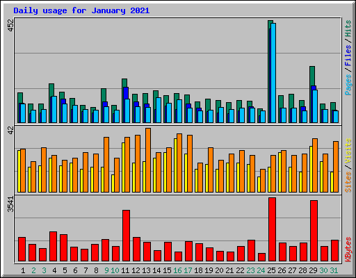 Daily usage for January 2021