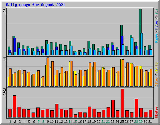 Daily usage for August 2021