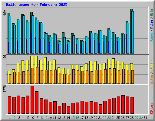 Daily usage for February 2025
